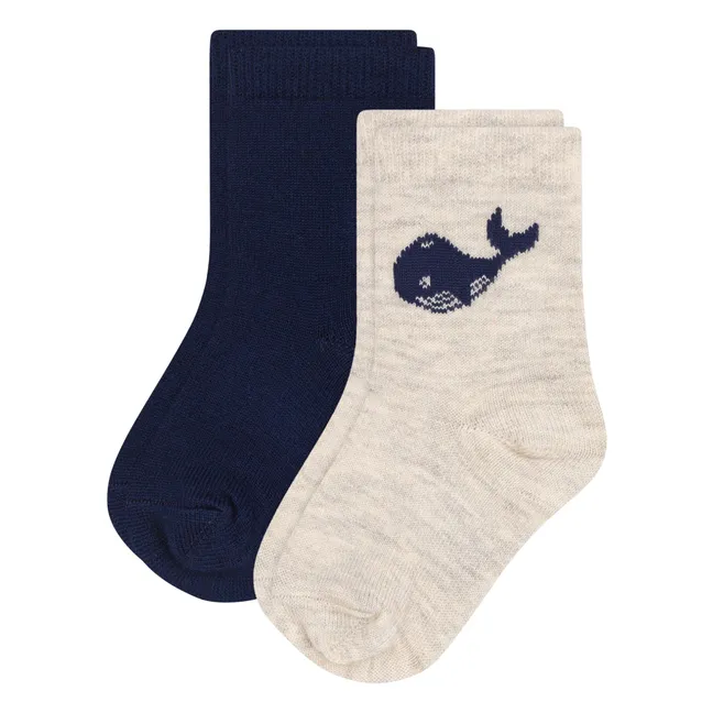 Juego de 2 pares de calcetines Ballena | Azul