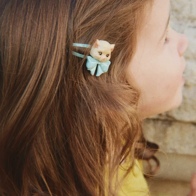 Ensemble Barrettes et Chouchous Chats | Bleu