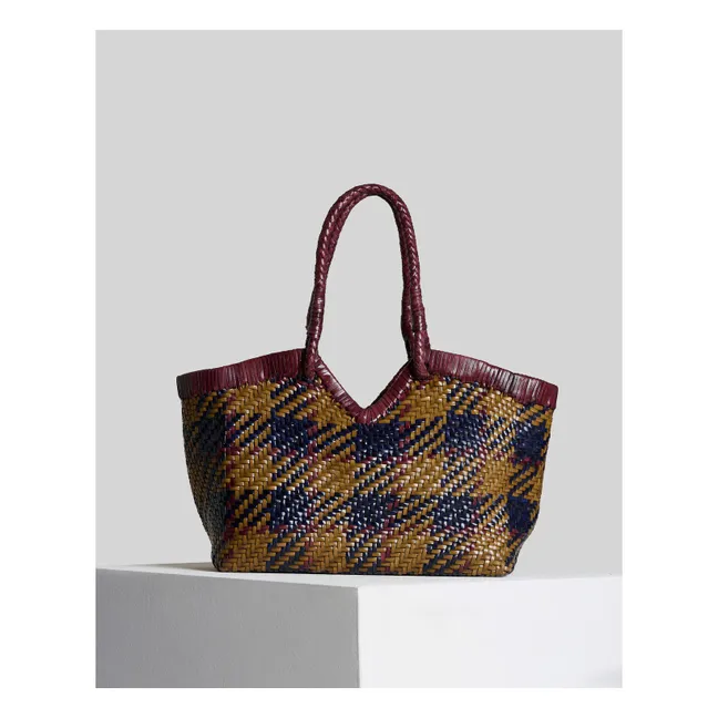 Cabas Crudelia Madras Cuir | Curry