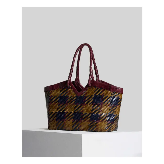 Cabas Crudelia Madras Cuir | Curry