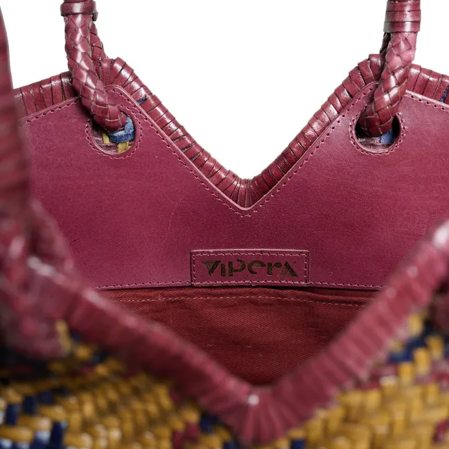 Cabas Crudelia Madras Cuir | Curry