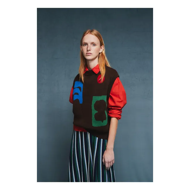 Pull Jacquard Coton Bio | Marron foncé