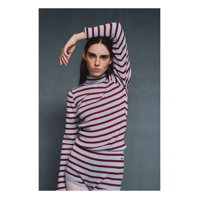 Pull Rayures Coton Bio et Laine Mérinos | Bleu ciel