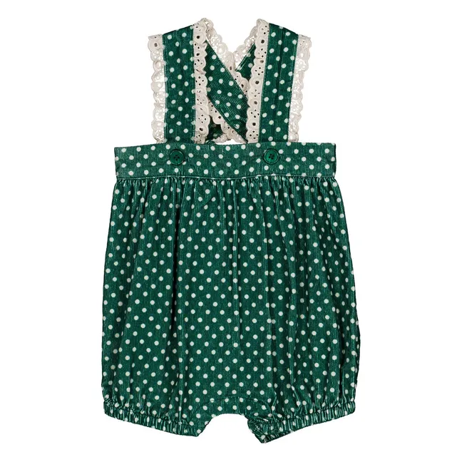 Combishort Balloon Pois Velours Côtelé | Vert
