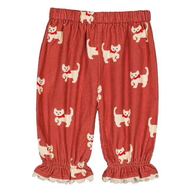 Pantalon Mignon Chats Velours Côtelé | Brique