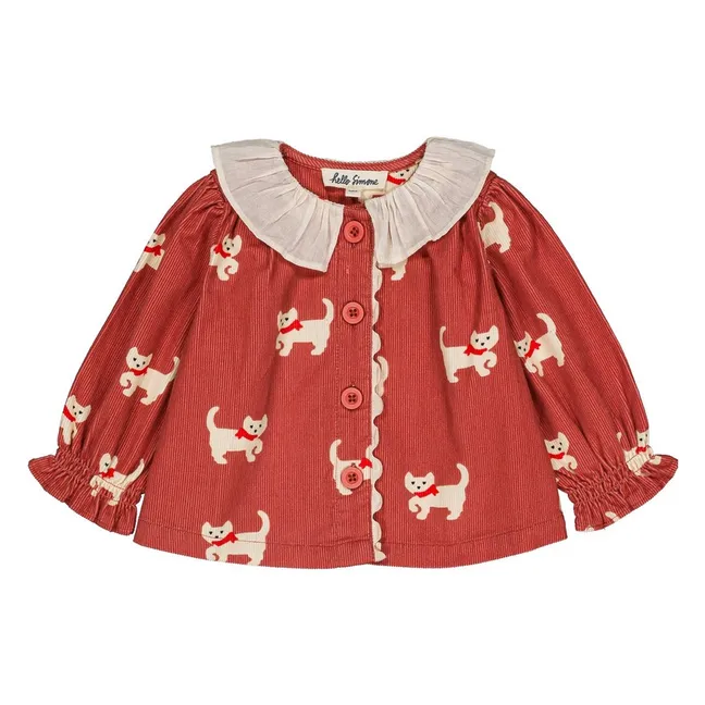 Blouse Myrtille Chats Velours Côtelé Bébé | Brique