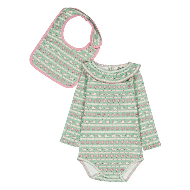 Ensemble Body et Bavoir Pernilla Coton Bio | Turquoise