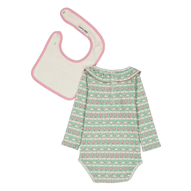 Ensemble Body et Bavoir Pernilla Coton Bio | Turquoise