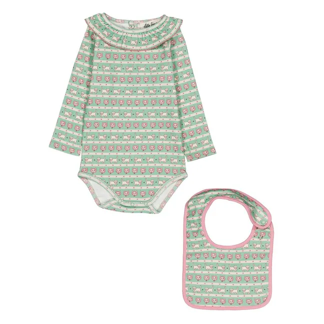 Ensemble Body et Bavoir Pernilla Coton Bio | Turquoise