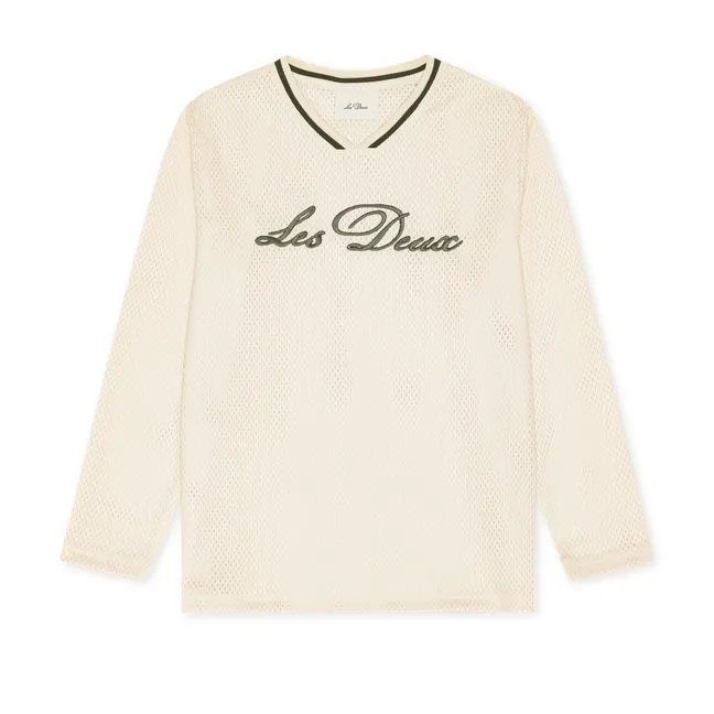 Camiseta «Les Deux» de malla de fibras recicladas | Marfil