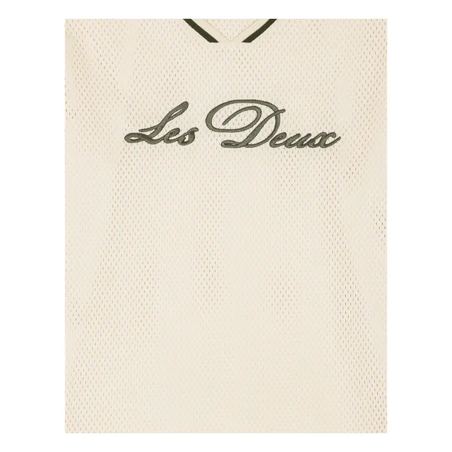 Camiseta «Les Deux» de malla de fibras recicladas | Marfil