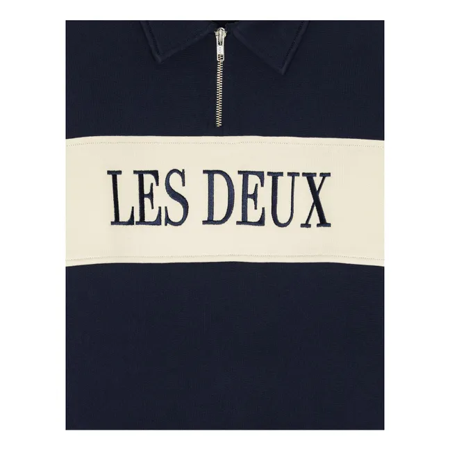 Polo Zippé Rugby Les Deux Coton Bio | Bleu marine