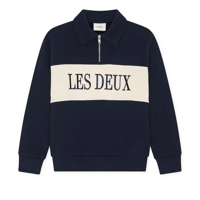 Polo Zippé Rugby Les Deux Coton Bio | Bleu marine