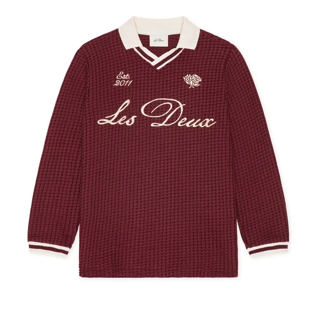 Organic Cotton Waffle Polo Shirt | Burgundy