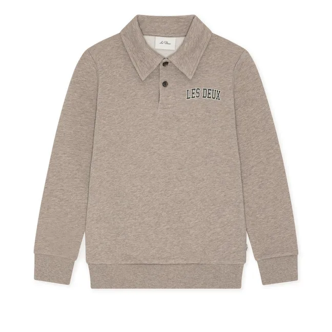 College Rugby Polo-Neck Sweatshirt Made from 100% Organic Cotton | Sand