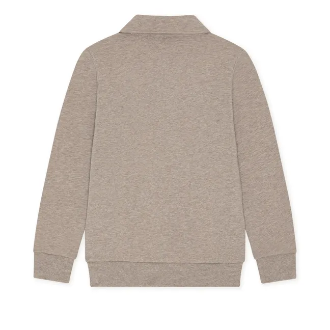 College Rugby Polo-Neck Sweatshirt Made from 100% Organic Cotton | Sand