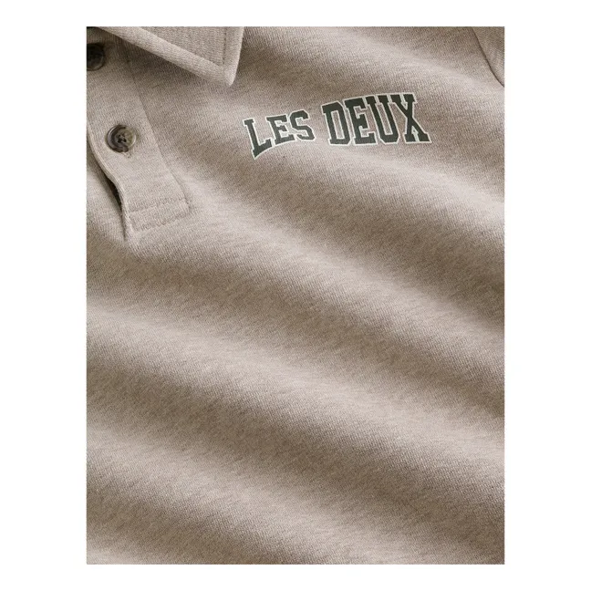 College Rugby Polo-Neck Sweatshirt Made from 100% Organic Cotton | Sand