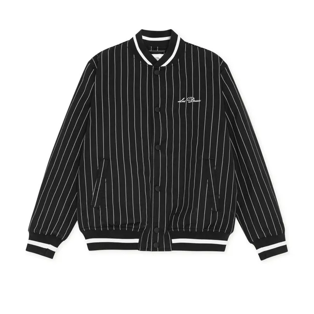 Veste Varsity Les Deux Rayée Coton Bio | Noir