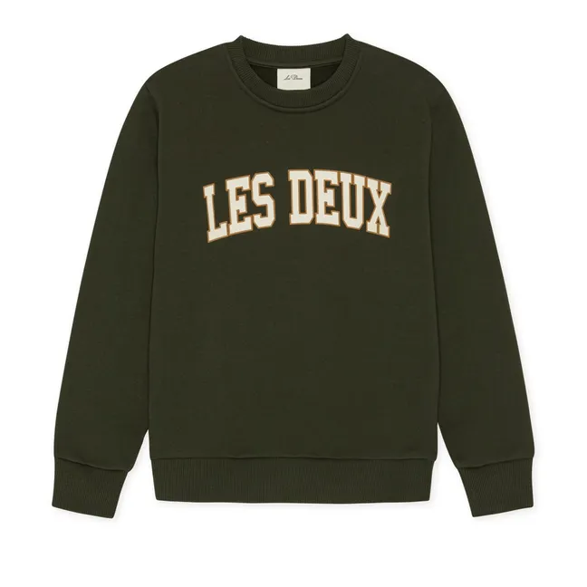 Sweat College Les Deux Coton Bio | Vert kaki