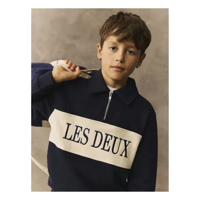 Polo Zippé Rugby Les Deux Coton Bio | Bleu marine