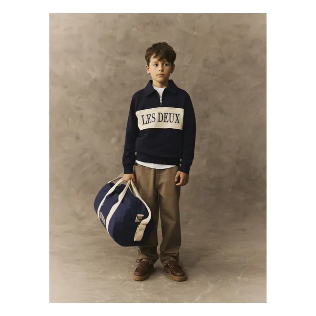 Polo Zippé Rugby Les Deux Coton Bio | Bleu marine