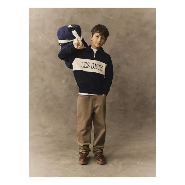 Polo Zippé Rugby Les Deux Coton Bio | Bleu marine