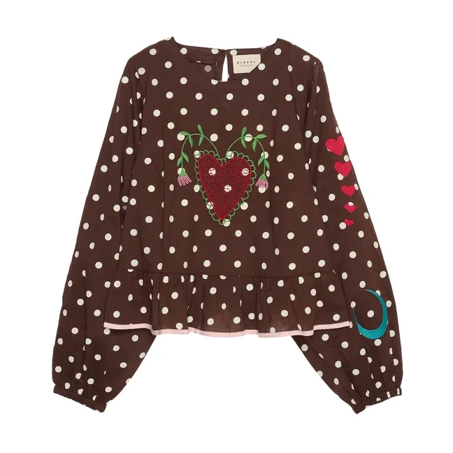 Blouse Pois Diana Coton Bio | Marron