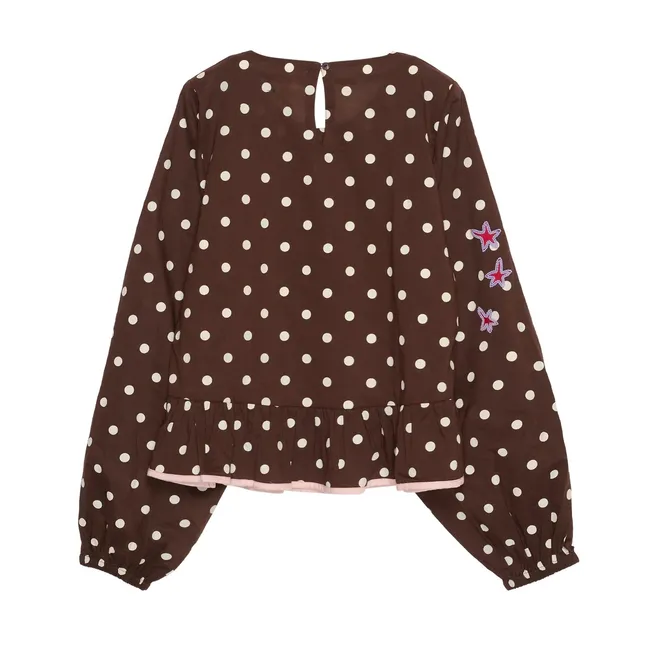 Blouse Pois Diana Coton Bio | Marron