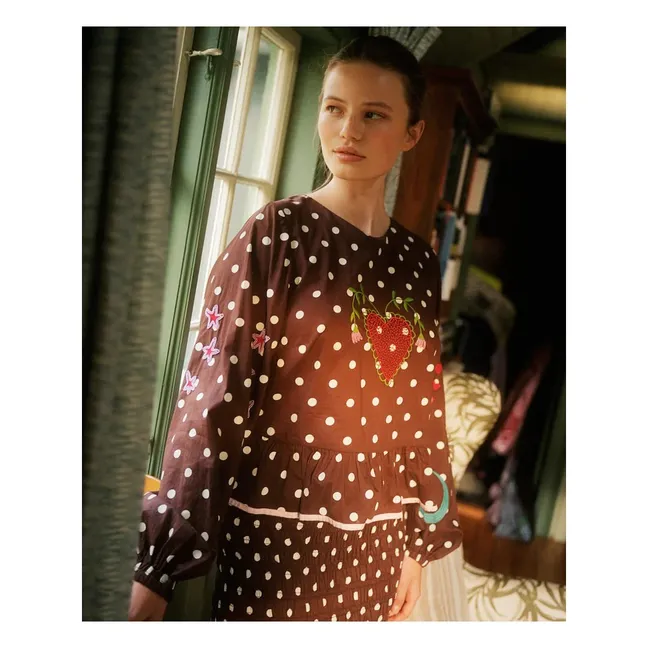 Blouse Pois Diana Coton Bio | Marron