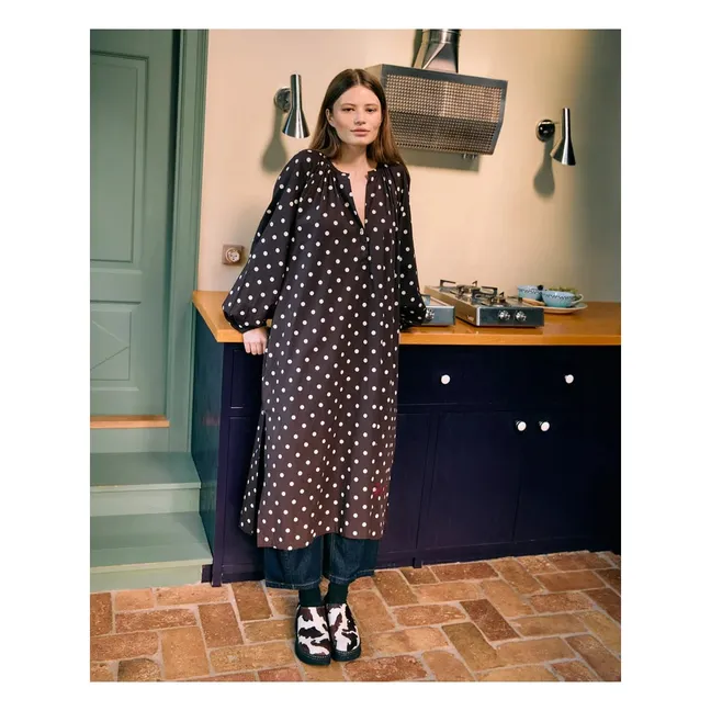 Robe Pois Lara Coton Bio | Crème