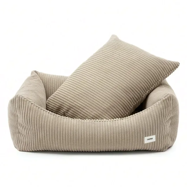 Panier pour chien en velours côtelé  Snozy | Beige