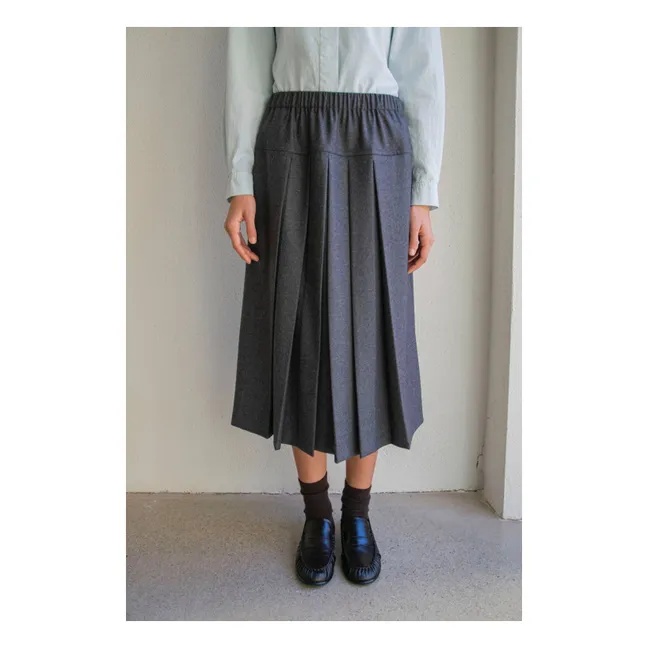 Jupe Pleat Laine | Gris
