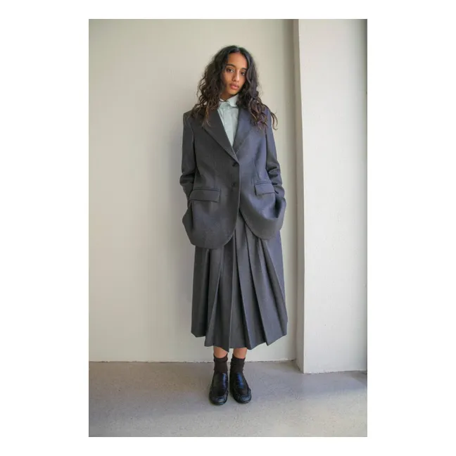 Jupe Pleat Laine | Gris