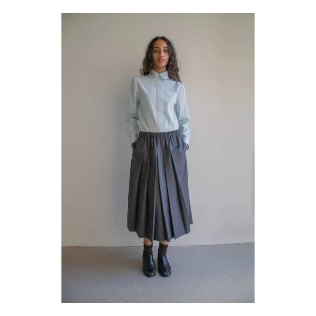 Jupe Pleat Laine | Gris