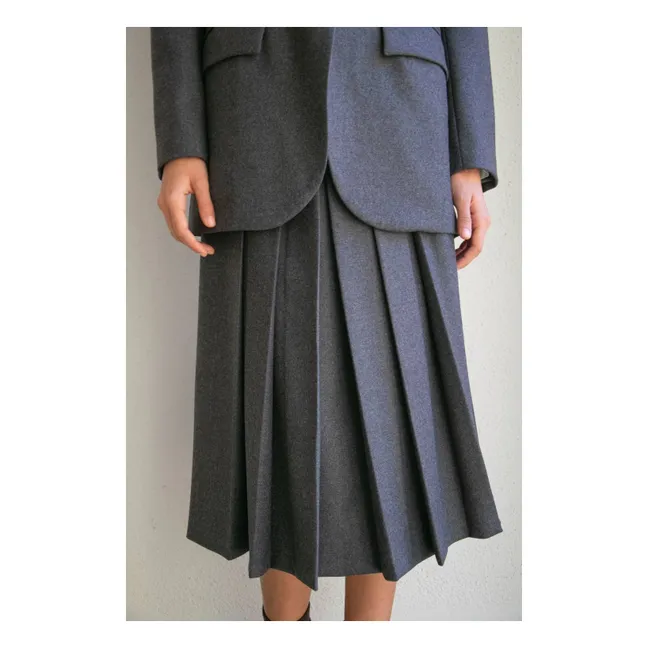 Jupe Pleat Laine | Gris