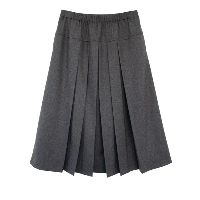 Jupe Pleat Laine | Gris