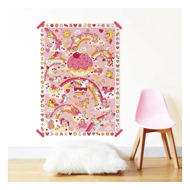 Poster Stickers Créatif Licornes | Multicolore