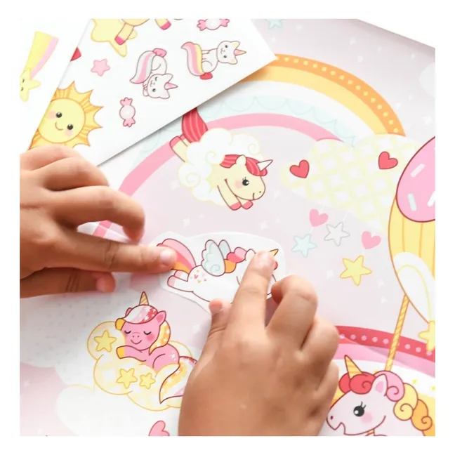 Poster Stickers Créatif Licornes | Multicolore