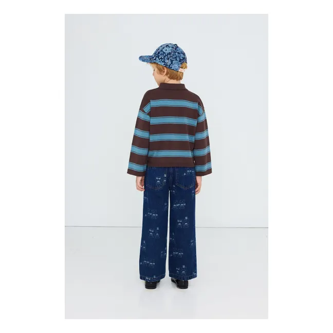 Striped Polo-Neck Sweater | Brown