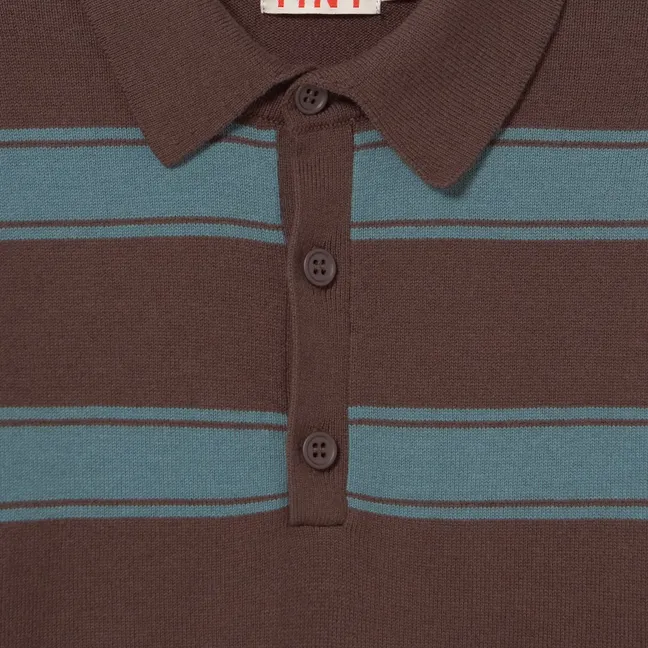 Striped Polo-Neck Sweater | Brown