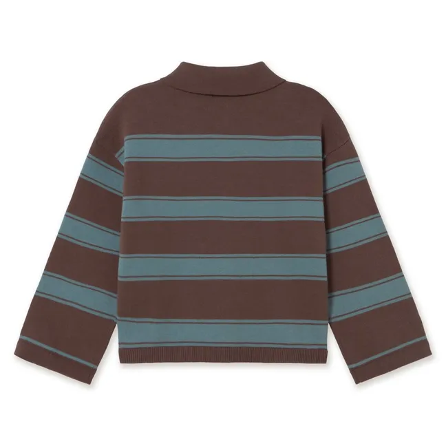 Striped Polo-Neck Sweater | Brown