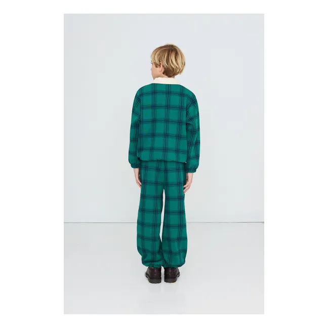 Jogger Carreaux Coton Bio | Vert