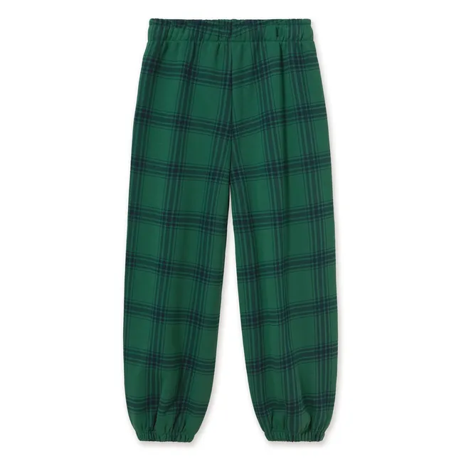 Jogger Carreaux Coton Bio | Vert