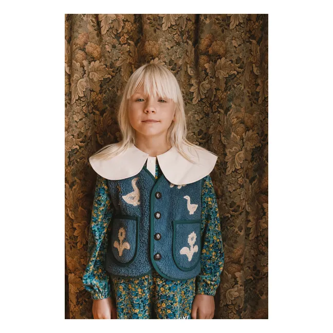 Veste Sans Manches Façon Sherpa Oies | Bleu