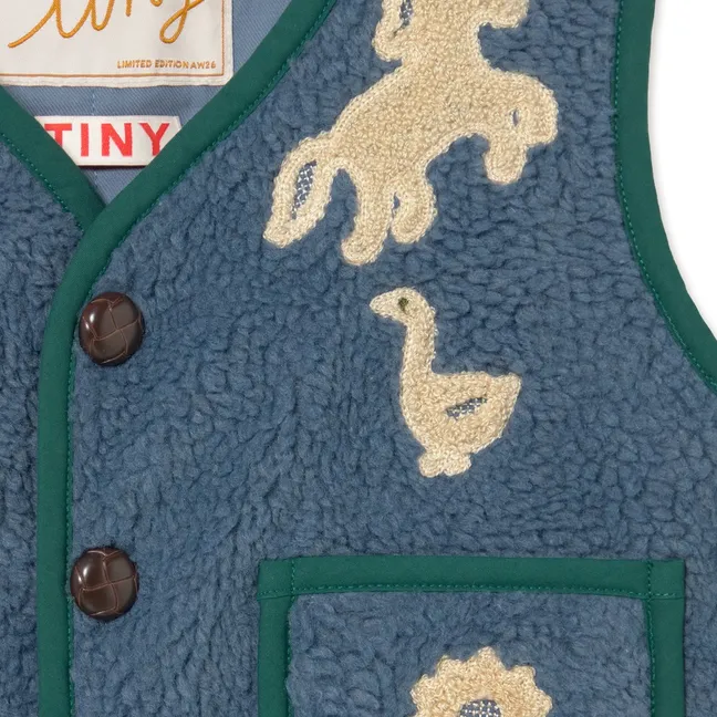 Veste Sans Manches Façon Sherpa Oies | Bleu