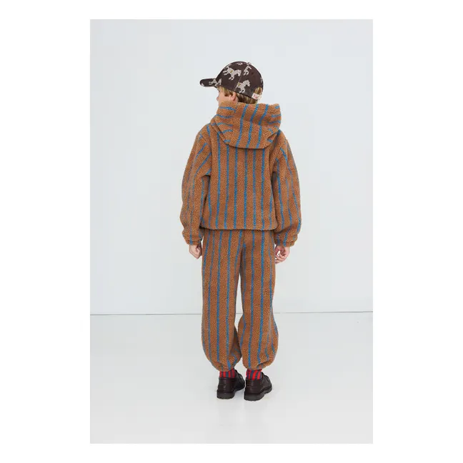 Jogger Façon Sherpa Rayé | Marron