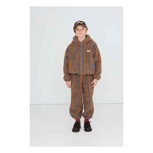 Jogger Façon Sherpa Rayé | Marron