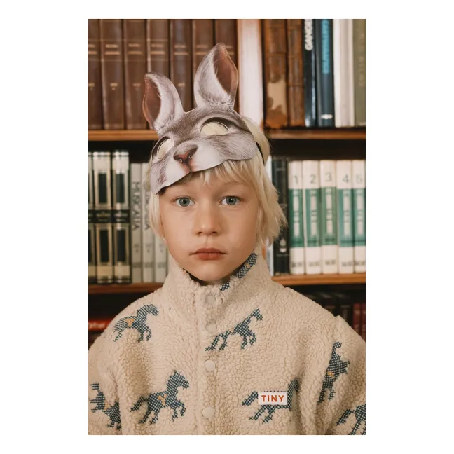 Sweat Zippé Façon Sherpa Chevaux | Crème