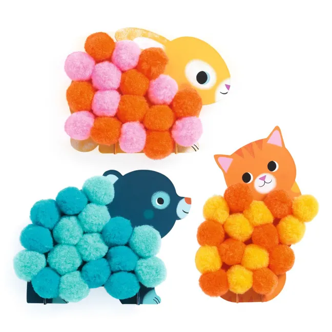 Pompom Collage - Animals and Round Pompoms
