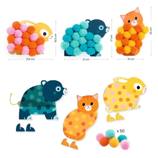 Pompom Collage - Animals and Round Pompoms